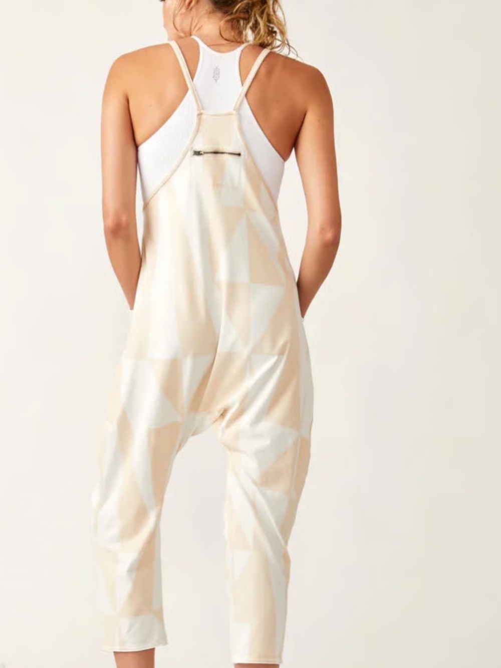 Free people hot shot onesie geoLight Beige and White Geometric Cotton bamboo L